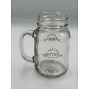 Twisted Tea Hard Iced Tea Glass Mason Jar Mug Clear Barware Logo Handle Cup